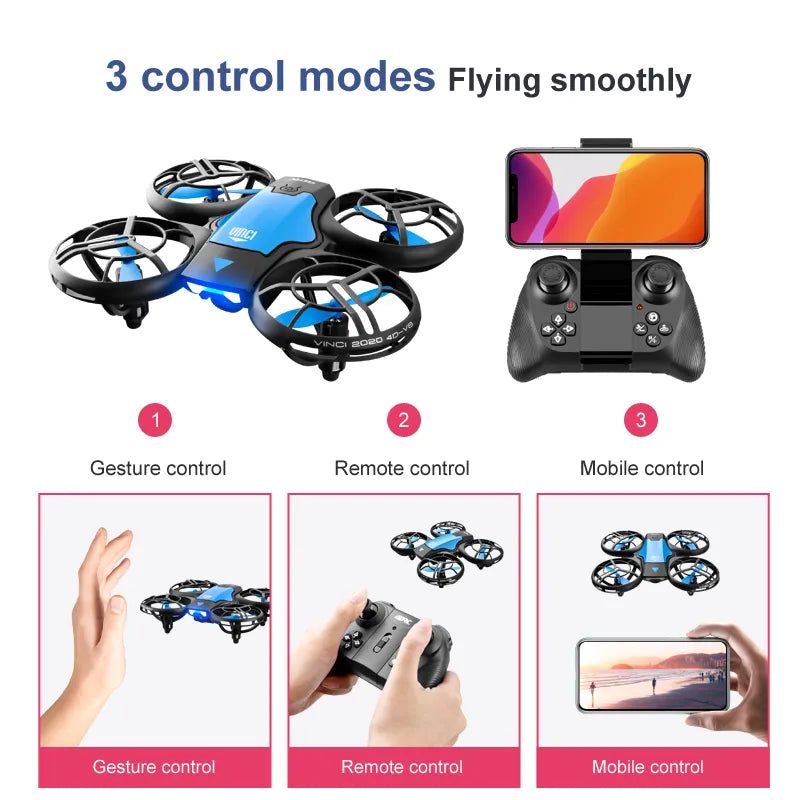 V8 Induction Control VR Mini Drone 4k HD Aerial Photography RC Helicopters Toy Gifts WiFi FPV Quadcopter With Camera Free Return