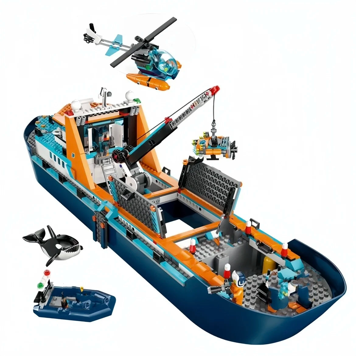 2023 NEW 60368  60266Arctic Explorer Ship Building Block  Urban Ocean Reconnaissance Ship Model Toys For Kids Birthday Gifts