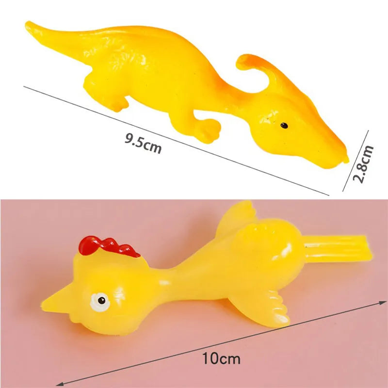 5-20PCS Elastic Flying Finger Birds Catapult Launch Dinosaur Fun Tricky Slingshot Chick Practice Chicken Sticky DecompressionToy